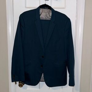 Express Men’s Suit - Teal - 42R Jacket Extra Slim 33 x 32 Pants Extra Slim